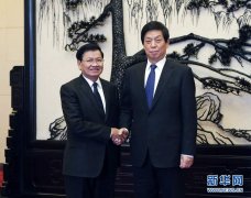 栗战书会见老挝总理通伦