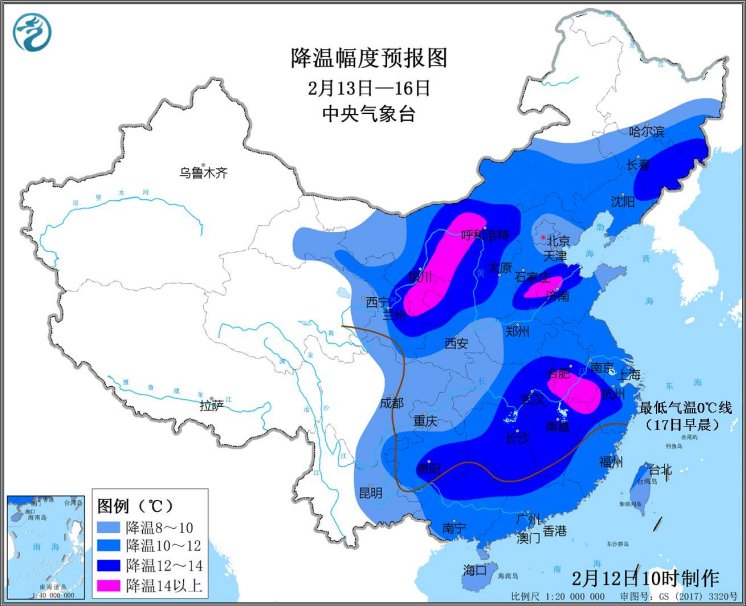我国中东部地区强寒潮来袭吉林、北京等地局地暴雪