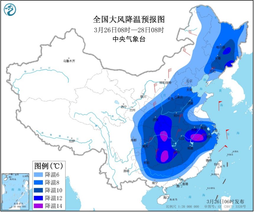 较强冷空气继续影响我国大部地区江南华南等地有较强降雨