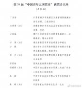 第24届中国青年五四奖章评选结果揭晓