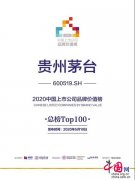 贵州茅台登上"2020中国上市公司品牌价值