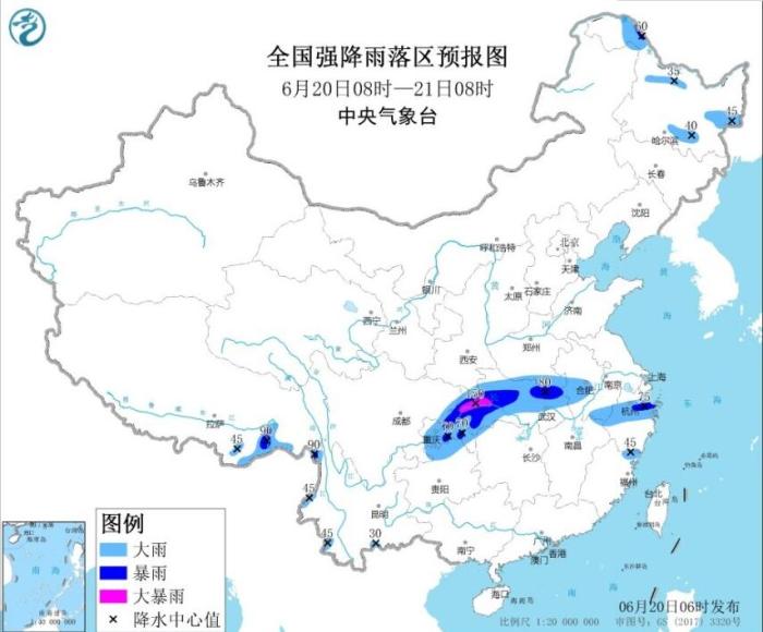 暴雨蓝色预警继续发布：渝北、鄂北西部局地大暴雨