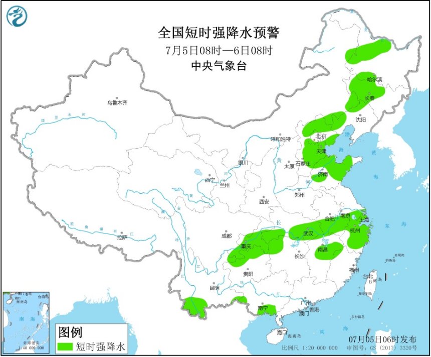 中央气象台:湖北安徽浙江等地部分地区有大暴雨