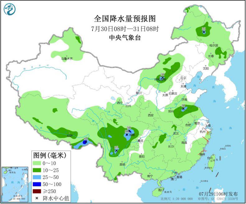 中央气象台：四川盆地有强降水华北和东北地区多阵雨或雷阵雨