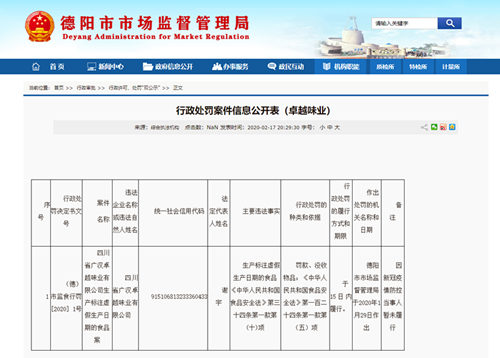 四川广汉卓越味业2批次芝麻油不合格：非法添加增香剂，溶剂残留 为全国1万家餐饮店提供产品