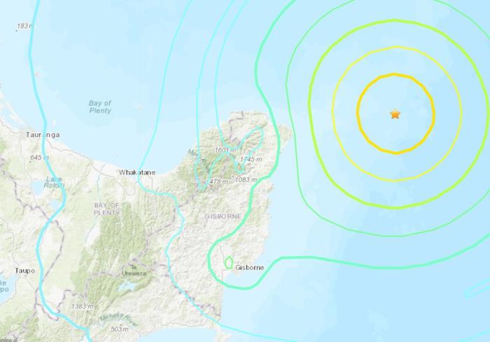 北京时间4日晚21时27分，新西兰北岛东北部海域发生7.3级地震。（图片来源：美国地质勘探局网站截图）