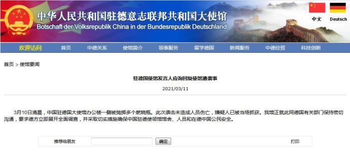 中国驻德国大使馆网站截图