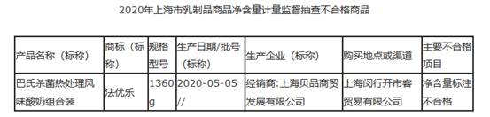 法优乐酸奶、九斗碗花椒油净含量不合格 开古茶叶过度包装