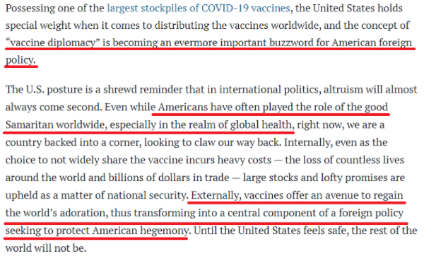 自称要搞“疫苗外交”，美国想给世界“画大饼”？