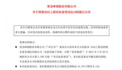 青岛啤酒：复星集团减持公司H股3300万股，持股降至8.2%