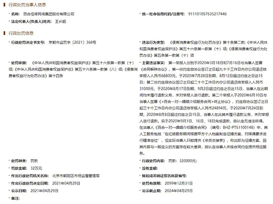 因未履行退款义务 百合网被市场监管机关罚款32万元