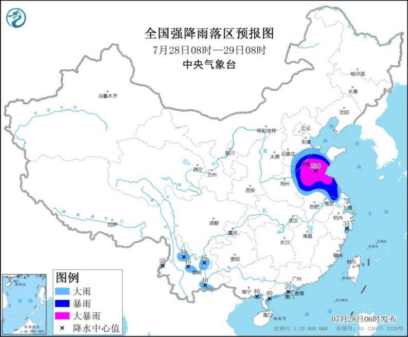 热带低压“烟花”继续北上 苏皖鲁冀等地将有强降雨