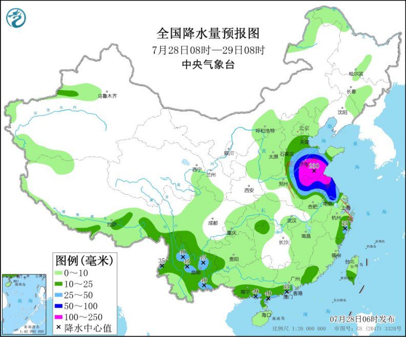 热带低压“烟花”继续北上 苏皖鲁冀等地将有强降雨
