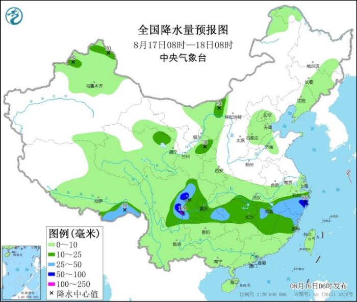 西南地区长江中下游等地多降水 局地有暴雨或大暴雨